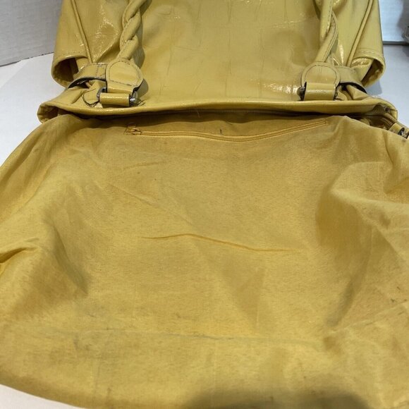 Vintage Y2K Hobo Shoulder Bag Mustard Yellow Faux Leather Croc Embossed Payless - Picture 10 of 16